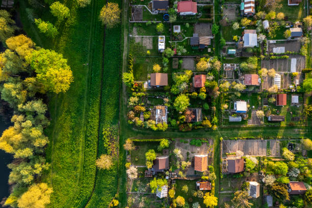 istock Urban Plot Gardens at Spring. City Landscape in Tarnow Poland. Drone View 1397953373