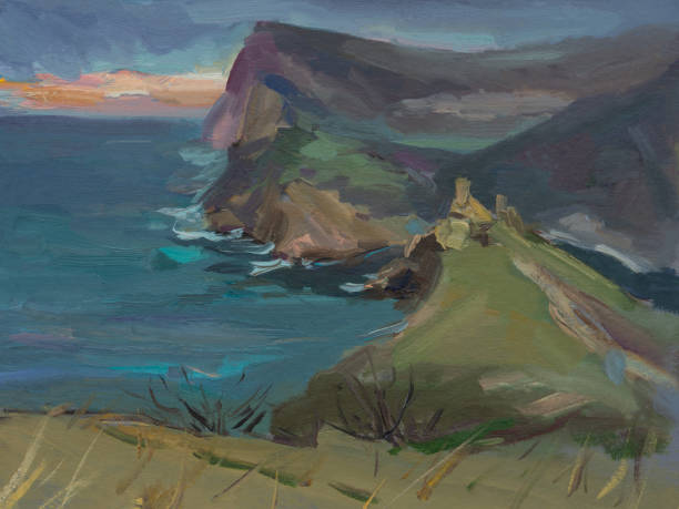 istock Sea mountain oil painting. 1397953389