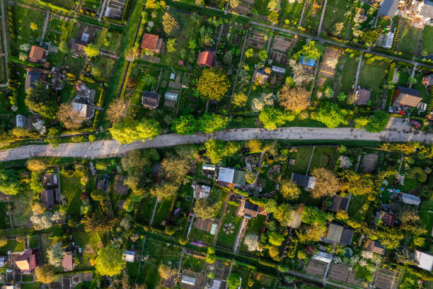 istock Urban Plot Gardens at Spring. City Landscape in Tarnow Poland. Drone View 1397953490