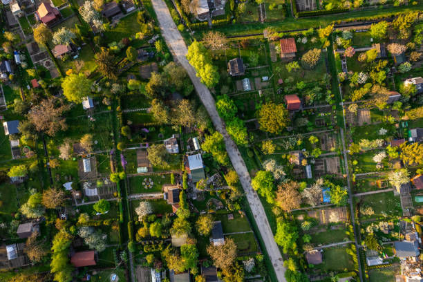 istock Urban Plot Gardens at Spring. City Landscape in Tarnow Poland. Drone View 1397953532