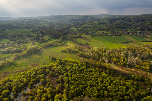 Lush Green Countryside in Poland at Spring.