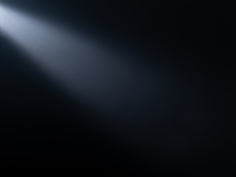 Close up of light beam isolated on black background