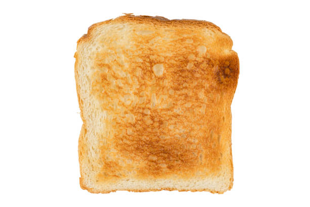 fried piece of toast bread stock photo
