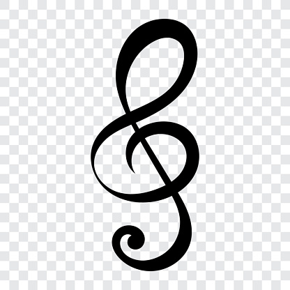Abstract music note clef, key, isolated vector illustration.