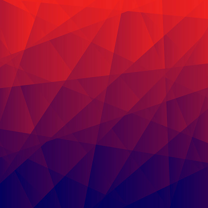 Modern and trendy abstract geometric background. Beautiful polygonal mosaic with a color gradient. This illustration can be used for your design, with space for your text (colors used: Red, Purple, Blue, Black). Vector Illustration (EPS10, well layered and grouped), format (1:1). Easy to edit, manipulate, resize or colorize.