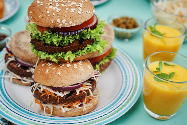 Vegan Burger with Tomatoes and Lettuce