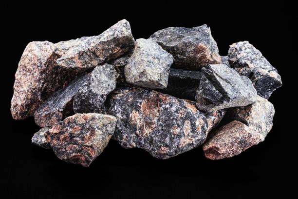 istock paving stones, sandstone, concrete, slate, limestone or granite, isolated black background 1397968520