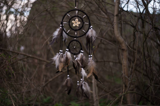 istock Dreamcatcher in forest, spiritual native american magical tool, soft focus. 1397968546