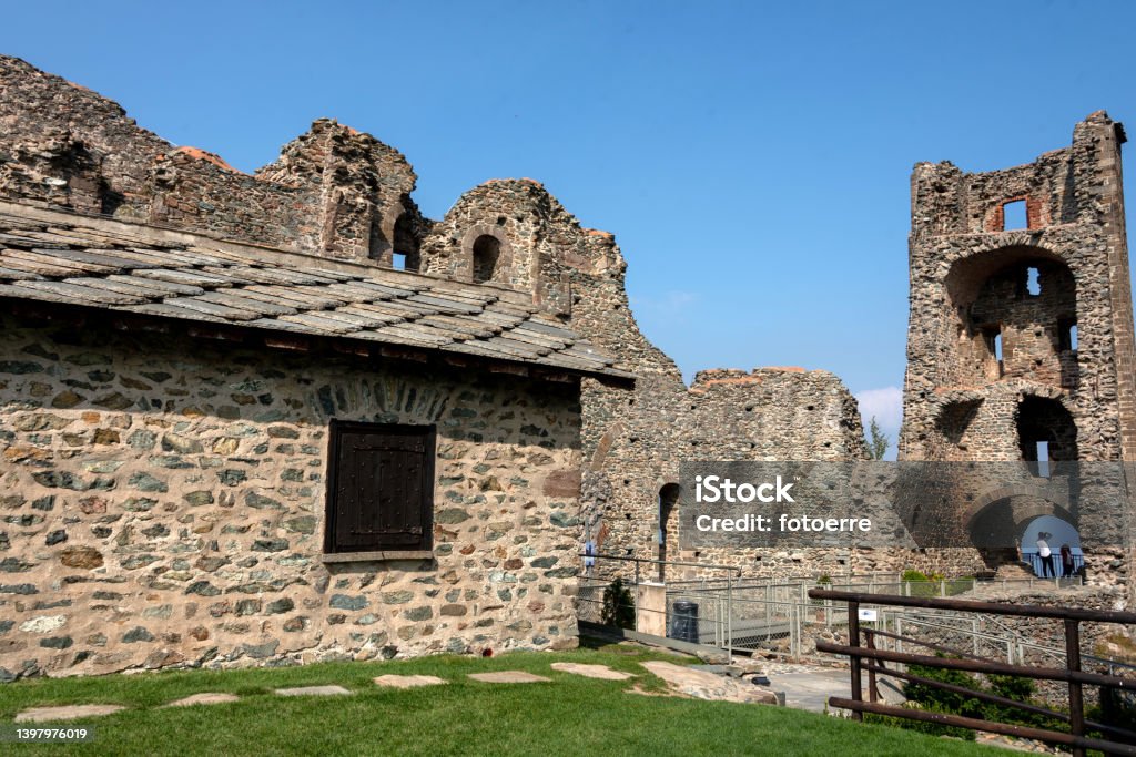 Abbey of San Michele della Chiusa, also called Sagra di San Michele is an architectural complex perched on the summit of Mount Pirchiriano, at the entrance to the Val di Susa Ancient Stock Photo