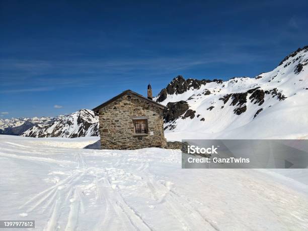 Ski Tour On The Wiss Platte Mountain Above Sankt Antonien In Graubunden Switzerland Ski Mountaineering In Winter Stock Photo - Download Image Now