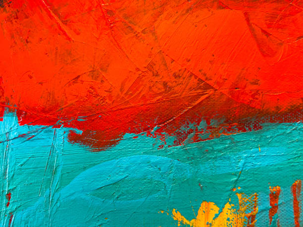 astratto pittura moderna sfondo strutturato - abstract oil painting paintings red foto e immagini stock