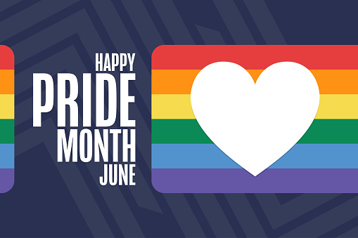 Happy Pride Month. LGBT. June. Holiday concept. Template for background, banner, card, poster with text inscription. Vector EPS10 illustration