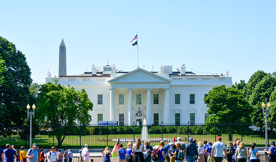 View of the White House in the nation's capital, Washington DC in spring