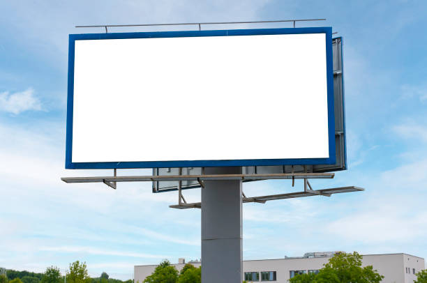 istock Blank white billboard for advertisement in front of the building. Industrial area. 1397990625