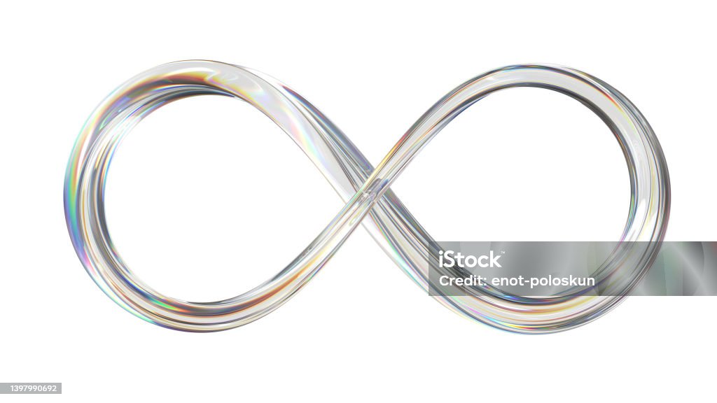 Infinity 3d glass infinity symbol isolated on white Infinity Stock Photo