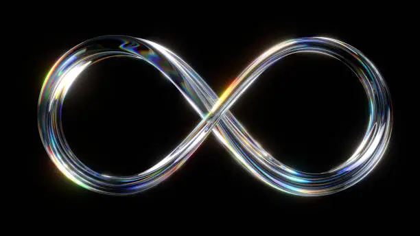 3d glass infinity symbol isolated on white