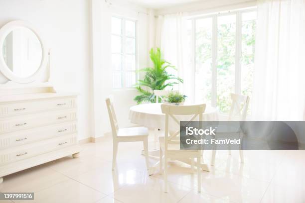 Home Interior Dinning Room Table And Chairs Stock Photo - Download Image Now - Breakfast Room, Kitchen, Apartment