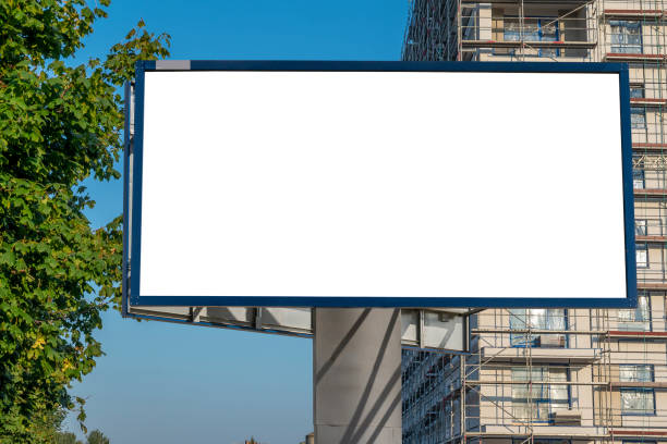 istock Blank white advertising billboard on the construction site area 1397994831