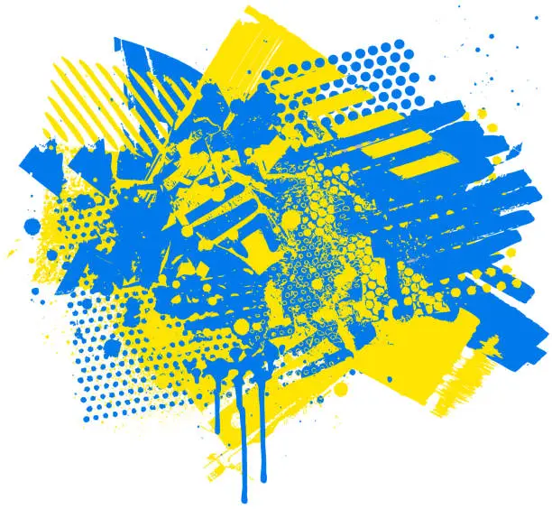 Vector illustration of Ukraine flag colored grunge vector