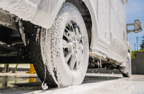 istock RV Motorhome Camper Van Covered by Active Washing Foam 1397998807