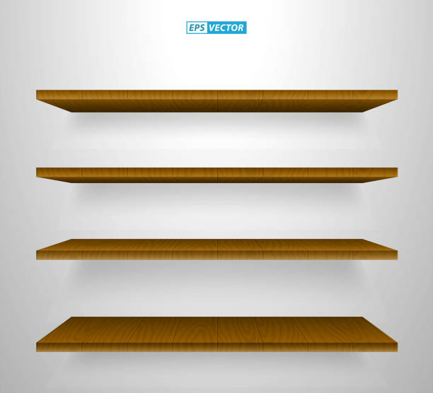 istock set of realistic wooden wall shelves isolated. eps vector 1398001163