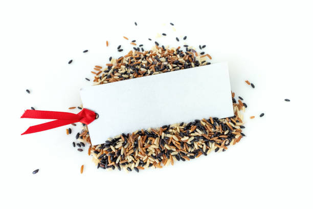 Mixed rice in wooden dish isolated