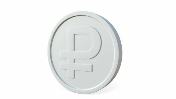 istock Russian ruble. Coins. Sign. On a white background. 3d-rendering 1398019108