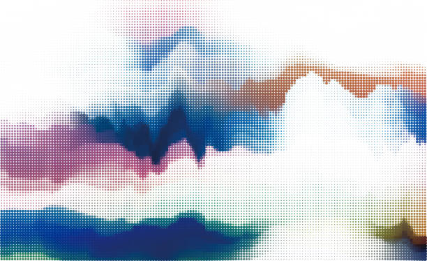 벡터 하프 톤 물방울 도트 스타일 수채화 산 질감 유동성 패턴, 추상적 인 배경 - fluidity stock illustrations