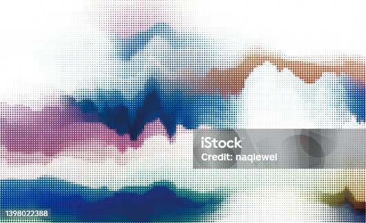 istock Vector half tone polka dots style watercolor mountain textured fluidity pattern,Abstract Backgrounds 1398022388