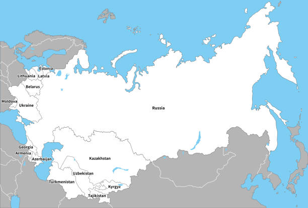 旧ソ連から独立した国、英語の国名 - former soviet union map russia war点のイラスト素材／クリップアート素材／マンガ素材／アイコン素材