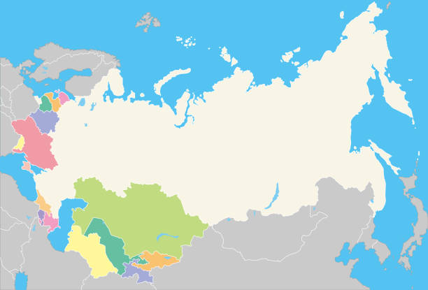 illustrations, cliparts, dessins animés et icônes de pays indépendants de l’ex-union soviétique, russie, cartes colorées et lumineuses - former soviet union map russia war