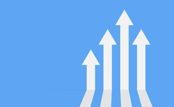 arrows up on blue background. Business arrow target direction. success and growth concepts. copy space composition. Vector illustration arrows up on blue background. Business arrow target direction. success and growth concepts. copy space composition. Vector illustration on-top-of stock illustrations