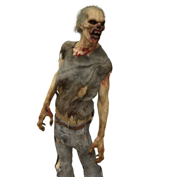 istock Zombie male isolated white background 3d illustration 1398024042