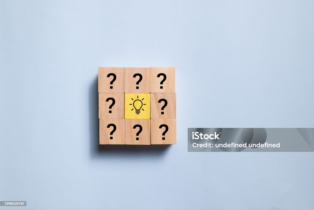 Question Block Top Top View Wooden Blocks Set To Step From Question To Idea Concept For ...