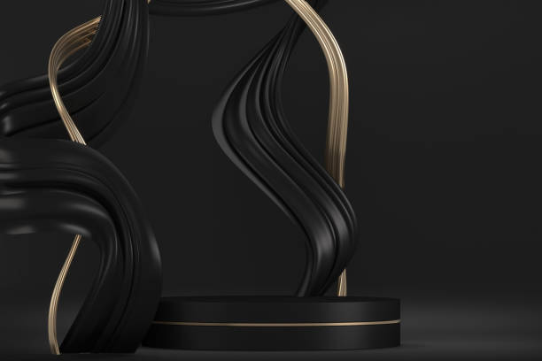 istock black stage podium for products decoration suitable .3D rendering 1398028738