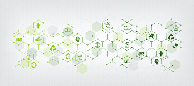 istock sustainable business environment or green business engineer vector illustration Concept with connected icons related to environmental protection and sustainability in business. 1398030416