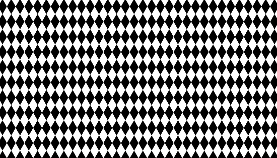 Classic diamond checker pattern. Black and white harlequin background. Vector illustration.