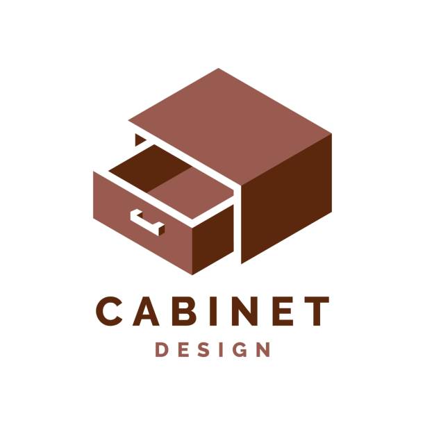дизайн логотипа шкафа - выдвижной ящик stock illustrations