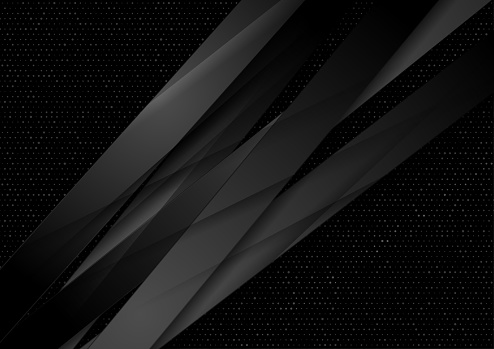 Black glossy smooth stripes abstract geometric background. Vector design