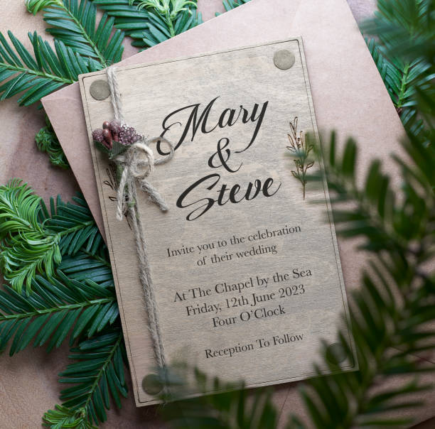 istock Rustic wedding invitation with string, leaves and natural paper 1398037206
