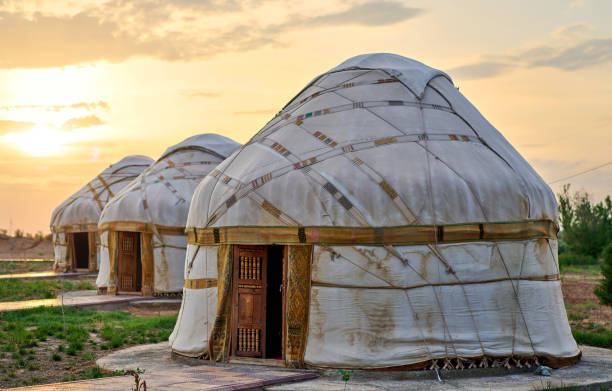 istock old asian yurts at sunset 1398038328