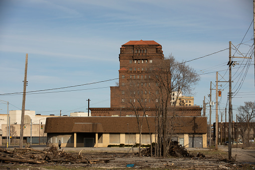 Afternoon view of downtown Gary, Indiana, USA.