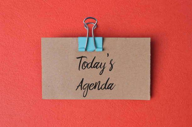 istock Brown card written with text TODAY'S AGENDA 1398040891