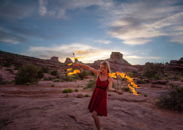 istock Fire dance performance in Moab park - USA 1398043871
