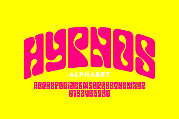 Psychedelic, hypnosis style font design vector art illustration