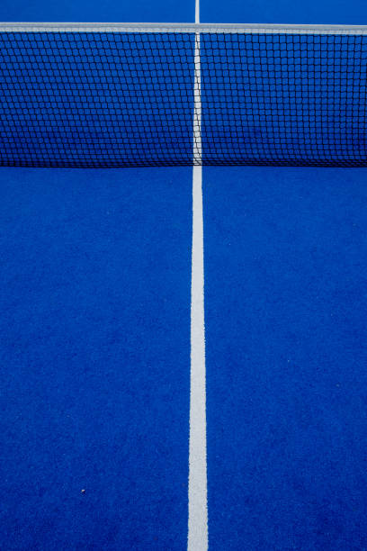 istock Artificial grass blue paddle tennis court netting 1398047047