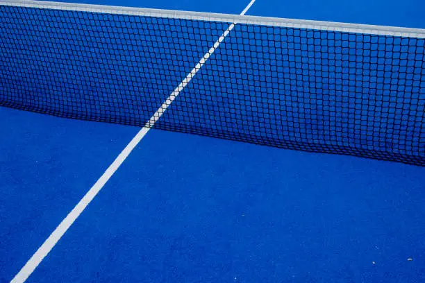 Artificial grass blue paddle tennis court netting