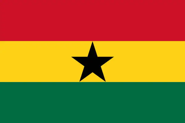 Vector illustration of Ghana flag.Symbol of Ghana. Vector illustration.