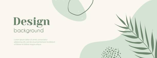 Abstract minimal long banner in green colors. Organic shapes floral vector background with copy space for text. Facebook cover template vector art illustration