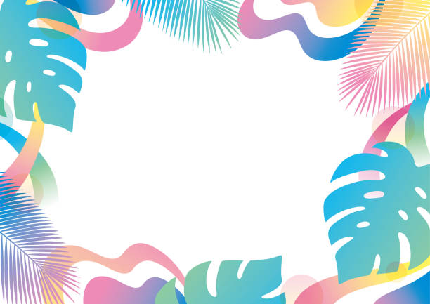 Colorful beach design frame in summer vector art illustration